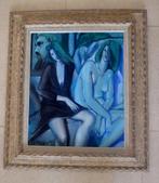 2 sensuele vrouwen gekleed en naakt - Pascal Papisca (1938-), Antiek en Kunst, Ophalen of Verzenden