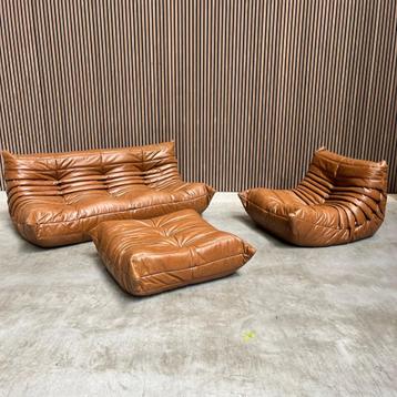 Ligne Roset Togo set - Vol aniline leder cognac beschikbaar voor biedingen