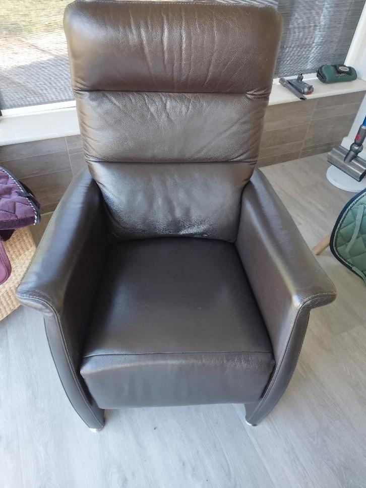 Lederen relax zetel, Huis en Inrichting, Zetels | Zetels, Gebruikt, Eenpersoons, Leer, Ophalen
