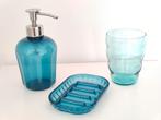 Set van 3 accessoires voor badkamer - blauw, Huis en Inrichting, Badkamer | Badtextiel en Accessoires, Ophalen, Zo goed als nieuw