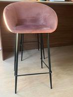 Velvet roze barkrukken te koop 3 stuks., 1 kruk, Ophalen, Zo goed als nieuw