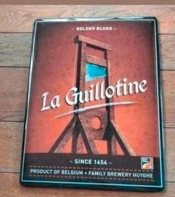 Plaque métallique La Guillotine brewery Huyghe. État : neuf!