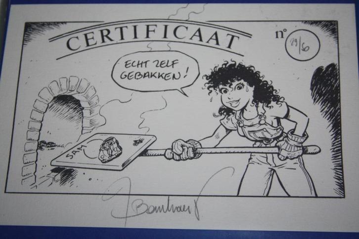 Jan Bosschaert , EX-libris stripfiguur Sam 29/50 , Nieuw, Verzamelen, Stripfiguren, Nieuw, Overige typen, Overige figuren, Ophalen of Verzenden