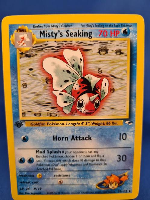 Misty's Seaking 55/132 - Gym Heroes (1st edition), Hobby en Vrije tijd, Verzamelkaartspellen | Pokémon, Zo goed als nieuw, Verzenden