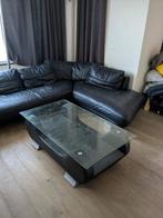 Salontafel leder en glas, Ophalen, Zo goed als nieuw, Glas