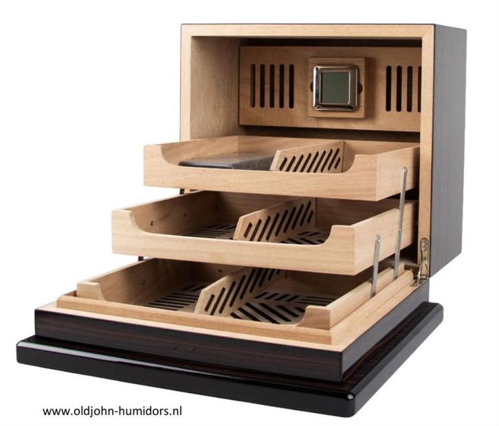 HUMIDOR KABINET  ELEVATE — EBONY HIGH GLOSS (75 SIGAREN) h88, Verzamelen, Rookartikelen, Aanstekers en Luciferdoosjes, Nieuw, Tabaksdoos of Verpakking