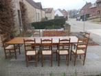 Antieke eettafel in Eik met 10 stoelen volledig in orde, Huis en Inrichting, Ophalen, 50 tot 100 cm, Vijf personen of meer, 150 tot 200 cm