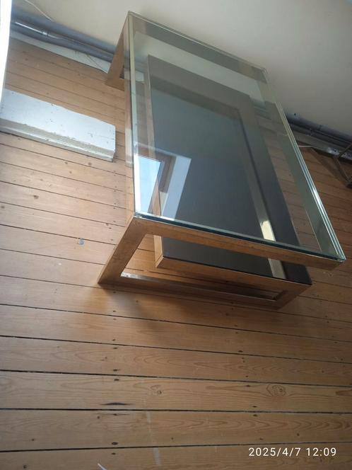 Belgo Chrome G tafel, Huis en Inrichting, Tafels | Salontafels, Zo goed als nieuw, Rechthoekig, Glas, Ophalen