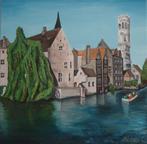 olieschilderij Brugge (40x40cm), Antiek en Kunst, Ophalen of Verzenden