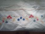 Drap brodés ancien en coton, Gebruikt, Ophalen of Verzenden, Wit, Tweepersoons