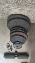 Lot poids haltères et barres musculation, Ophalen, Gebruikt, Benen, Halterset