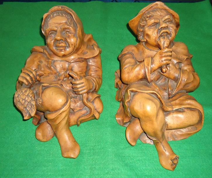 2 statues rustiques en bois, Antiquités & Art, Art | Sculptures & Bois, Enlèvement ou Envoi