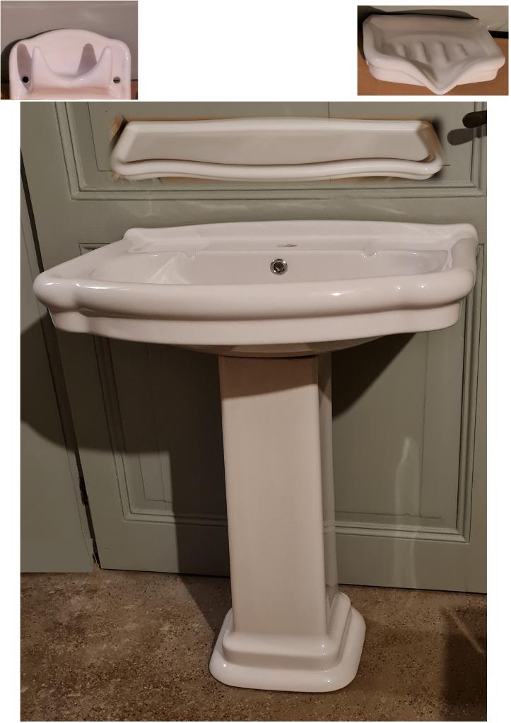 Vasque victorienne porcelaine sur pied+3 accessoires NOUVEAU, Bricolage & Construction, Sanitaire, Neuf, Lavabo, Enlèvement