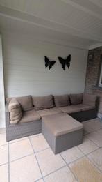 6 tuinstoelen met kussens & lounge bank voor 4 a 5 perosnen, Ophalen, 4 zitplaatsen, Gebruikt, Rotan