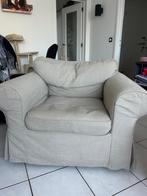 Beige stoffen fauteuils, Huis en Inrichting, Fauteuils, Ophalen, Gebruikt, 75 tot 100 cm, 75 tot 100 cm