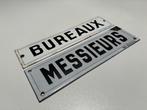 2 emaille borden Brureaux, messieurs, Ophalen of Verzenden