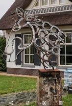 Paardenhoofd uit hoefijzers, hoefijzer bollen, tuindecoratie, Tuin en Terras, Tuinbeelden, Ophalen, Nieuw, Metaal, Dierenbeeld