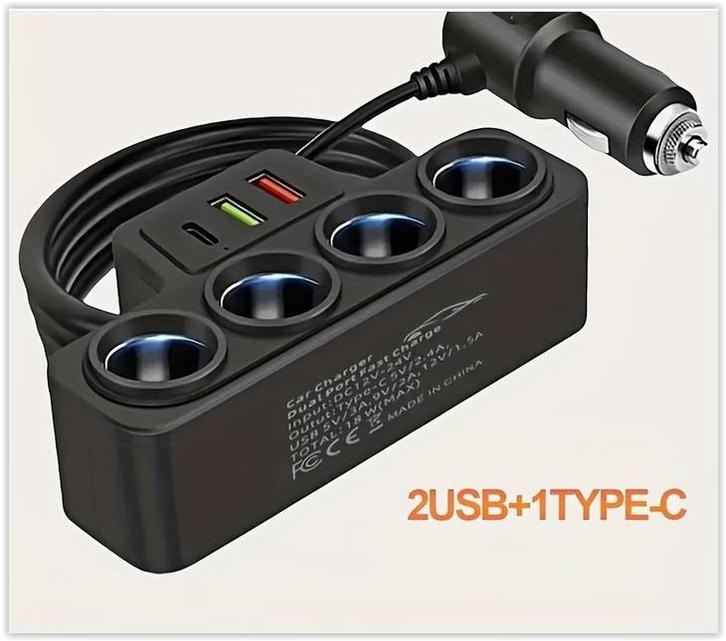 Chargeur de Voiture Multifonction 7-en-1, Équipé de 4 Prise, Auto-onderdelen, Elektronica en Kabels, Alfa Romeo, Audi, BMW, Citroën