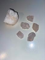 6 ruwe stukken rozenkwarts, Verzamelen, Mineralen en Fossielen, Ophalen of Verzenden, Mineraal