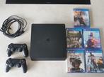 Playstation 4 Slim met 2 controllers en 5 spellen., Games en Spelcomputers, Met 2 controllers, Ophalen of Verzenden, Zo goed als nieuw