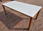 Eettafel wit met houten onderstel 95x190cm, Ophalen, Gebruikt