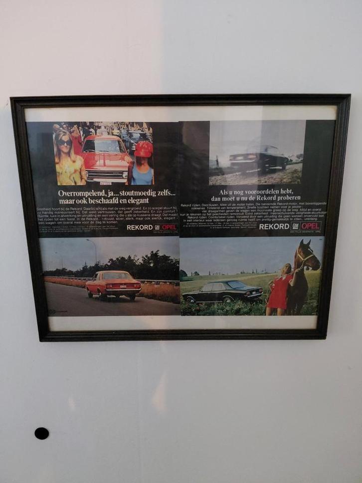 Kader met oude reclame opel, Verzamelen, Merken en Reclamevoorwerpen, Ophalen of Verzenden