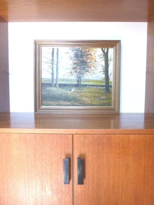 S. Vilata: Olie “ Openplek landschap ". Vintage 70s, Huis en Inrichting, Woonaccessoires | Schilderijen, Tekeningen en Foto's