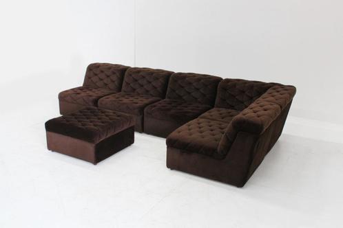 Vintage modulaire elementen sofa velours bruin jaren 70, Antiek en Kunst, Antiek | Meubels | Stoelen en Sofa's, Ophalen