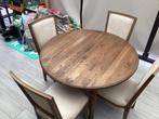 Landelijke eikentafel met 4 stoelen., Huis en Inrichting, Complete eetkamers, Ophalen, Zo goed als nieuw