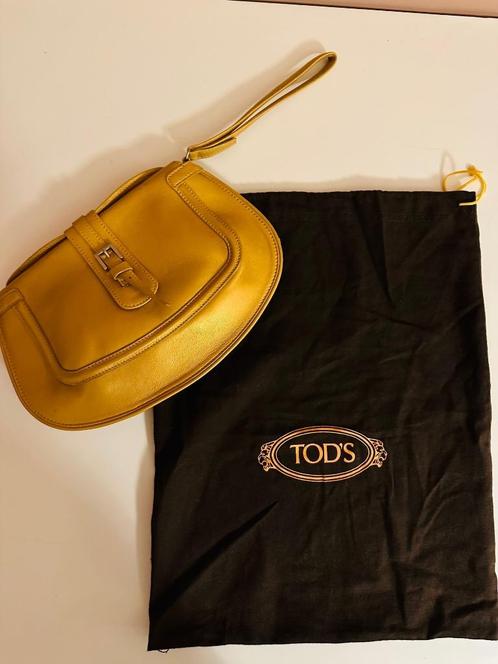 TOD'S Leren Gouden Clutch - Uniek Vintage, Handtassen en Accessoires, Tassen | Damestassen, Zo goed als nieuw, Avondtasje, Overige kleuren