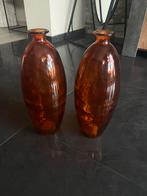 2 orange decoratie glazen vazen, Ophalen, Zo goed als nieuw, Oranje