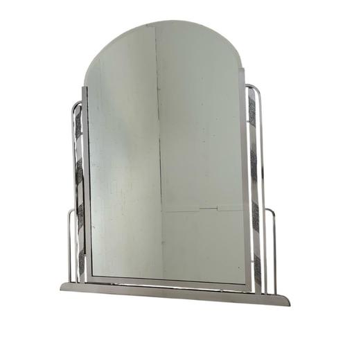 Art Deco spiegel met geslepen glas in aluminium lijst, jaren, Antiek en Kunst, Antiek | Spiegels, Verzenden