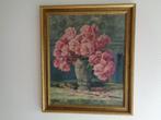 Tableau: Vase et fleurs. Signé: "Marie MOLITOR" Vintage, Ophalen