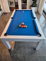 Design Pooltafel wit/blauw compleet met ballen en keus, Enlèvement, Comme neuf, Table de billard