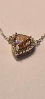 Collier en argent avec cœur en zirconium., Envoi, Comme neuf, Rose, Cœur