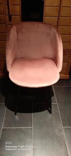 Weba fauteuil velours roze + blauwe houten zwarte poten, Enlèvement, Comme neuf, Tissus, Landelijk modern