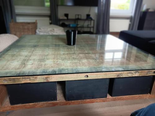 Table basse de salon, Huis en Inrichting, Tafels | Salontafels, Gebruikt, Minder dan 50 cm, 100 tot 150 cm, 100 tot 150 cm, Vierkant