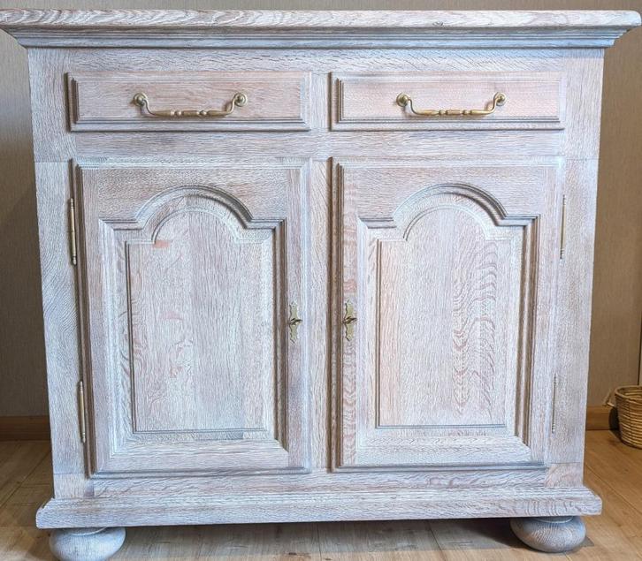 Massief eiken dressoir - gezandstraald- behandeld- landelijk, Huis en Inrichting, Kasten | Dressoirs, Gebruikt, 100 tot 150 cm
