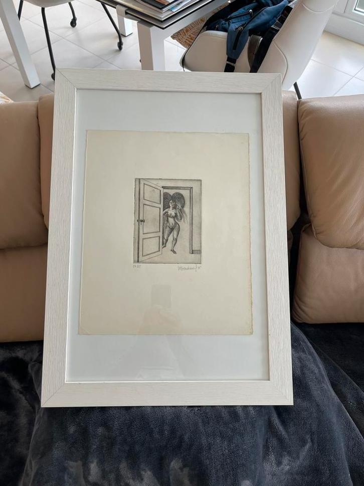 Typische ets van de Vlaamse kunstenaar Willy Bosschem., Huis en Inrichting, Woonaccessoires | Lijsten, Zo goed als nieuw, Ophalen of Verzenden