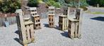 6 houten palletkrukken, Gebruikt, Hout, Ophalen
