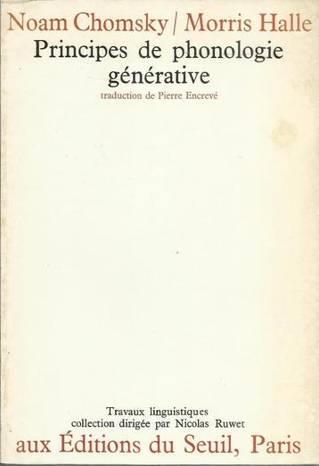 PRINCIPES DE LA PHONOLOGIE GÉNÉRATIVE, Enlèvement ou Envoi, N. CHOMSKY/M. HALLE, Utilisé, Non-fiction