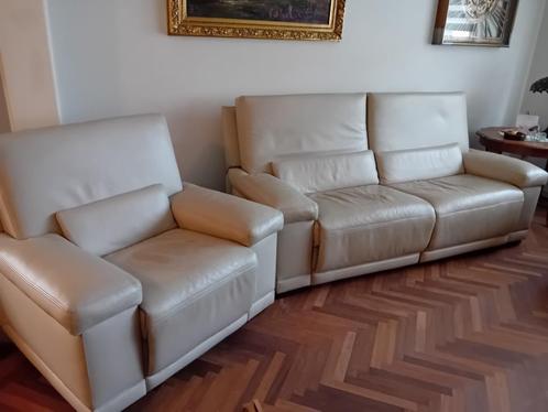 Lederen salon te koop., Huis en Inrichting, Zetels | Zetels, Zo goed als nieuw, Leer, Ophalen