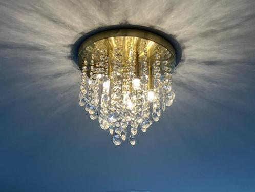 Klassieke plafondlampen Medusa goud met glas x 3 +wandlampen, Huis en Inrichting, Lampen | Plafondlampen, Zo goed als nieuw, Glas