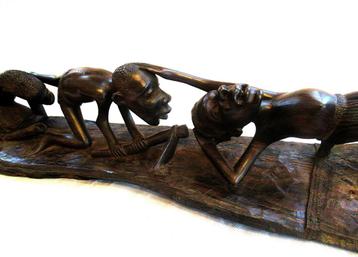 Afrikaans decor volkskunstobject beeld met houtsnijwerk 80cm beschikbaar voor biedingen