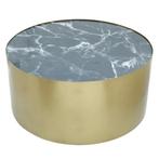 Nieuwe Salontafel goud rond 90 met marmerlook blad H40 cm, Huis en Inrichting, Ophalen, Nieuw
