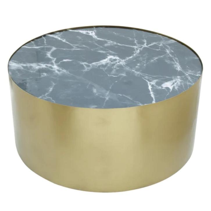 Nieuwe Salontafel goud rond 90 met marmerlook blad H40 cm, Huis en Inrichting, Woonaccessoires | Overige, Nieuw, Ophalen
