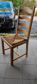 5 eiken stoelen met rieten zitting +nieuwe kussens, Huis en Inrichting, Stoelen, Ophalen, Gebruikt