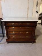 Antieke houten schuivenkast met marmeren blad, Huis en Inrichting, Ophalen, Zo goed als nieuw