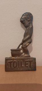 Deurplaatje toilet brons of koper, Ophalen of Verzenden, Brons