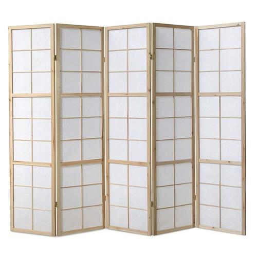 Kamerscherm roomdivider hout shoji 5 delig inklapbaar Nature, Maison & Meubles, Accessoires pour la Maison | Paravents d'intérieur
